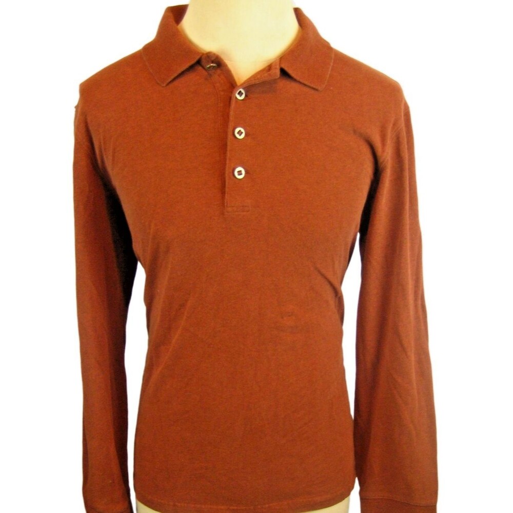 Mens Axis LA Rust Cotton LS Rugby/Polo Shirt sz L